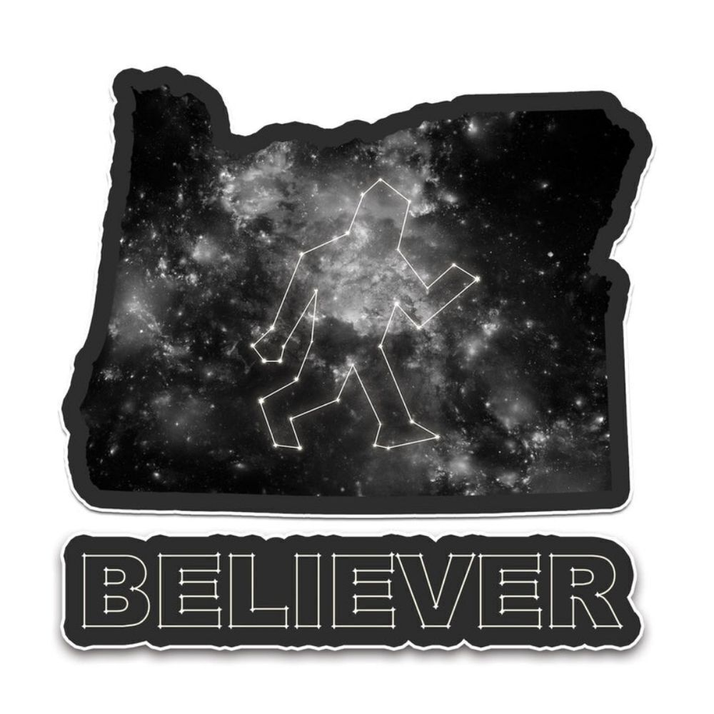 🩵NWT "Believer" Sasquatch & Oregon State Shaped Black Vinyl Decal